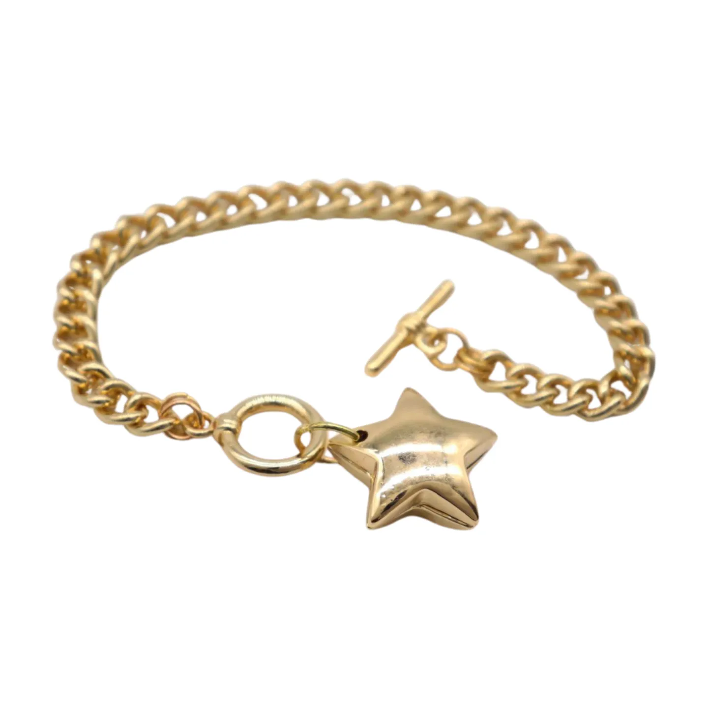 New Women Gold Metal Chain Link Wrist Bracelet Fashion Jewelry Texas Lone Star Charm
