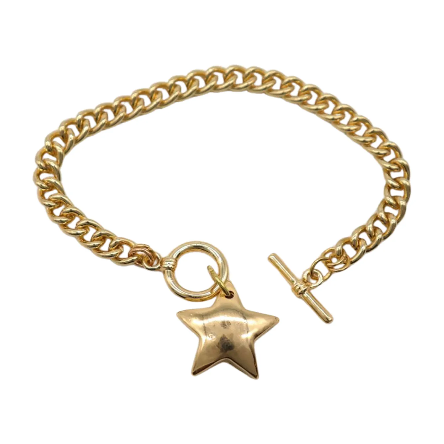 New Women Gold Metal Chain Link Wrist Bracelet Fashion Jewelry Texas Lone Star Charm