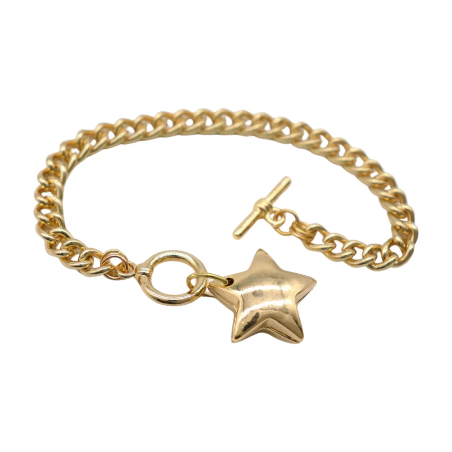 New Women Gold Metal Chain Link Wrist Bracelet Fashion Jewelry Texas Lone Star Charm