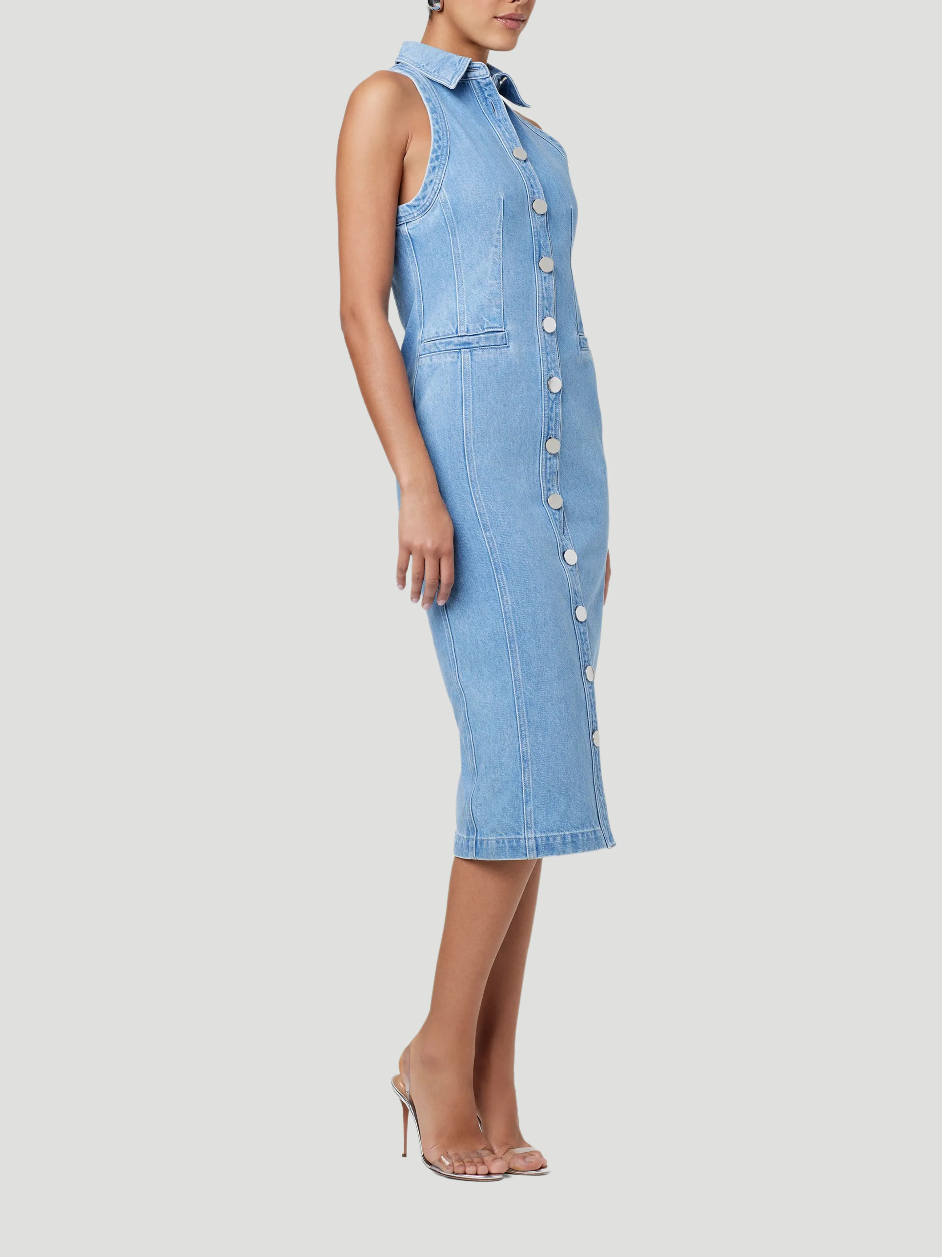 Palmer Button-Front Denim Midi Dress