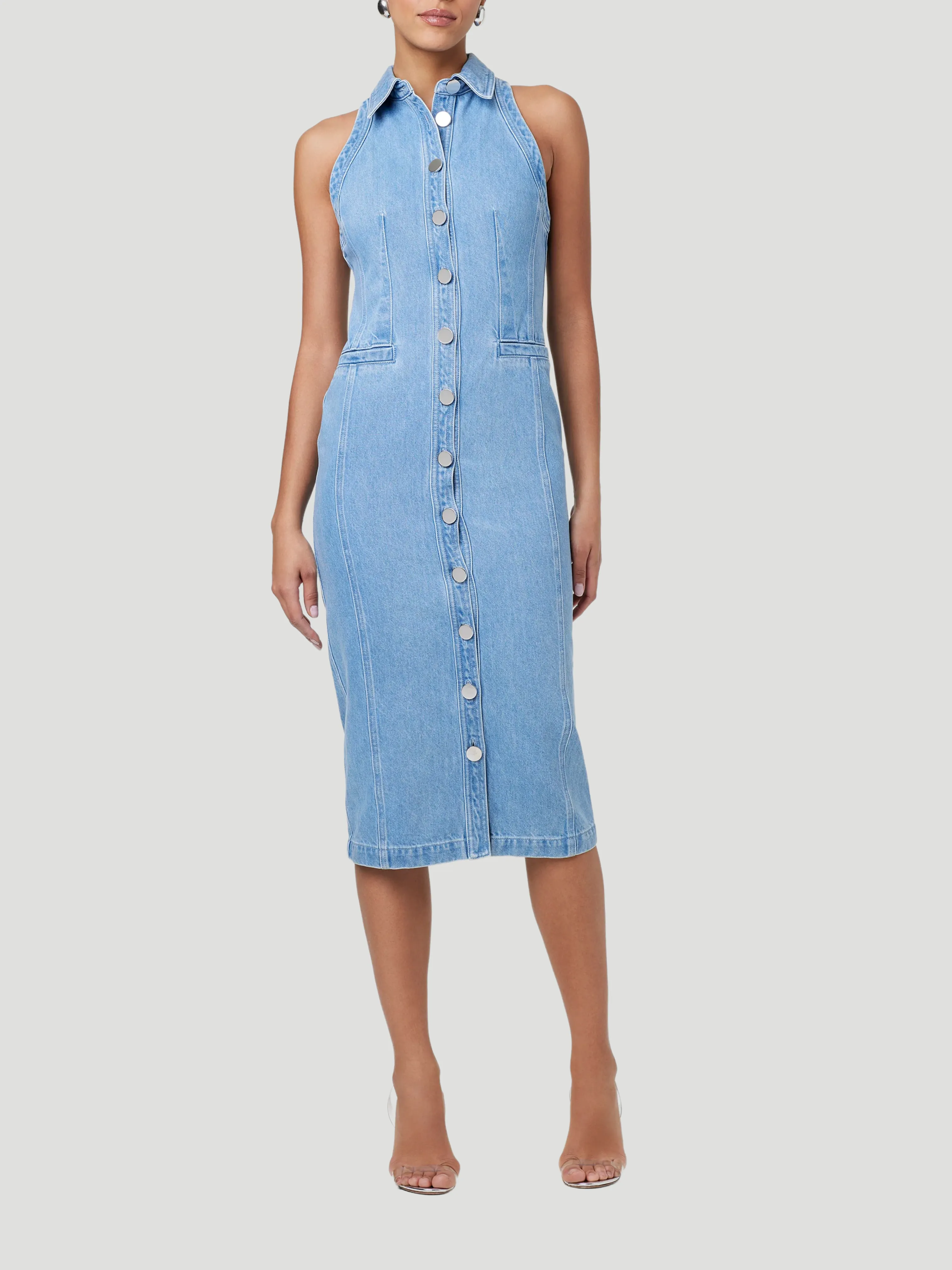 Palmer Button-Front Denim Midi Dress