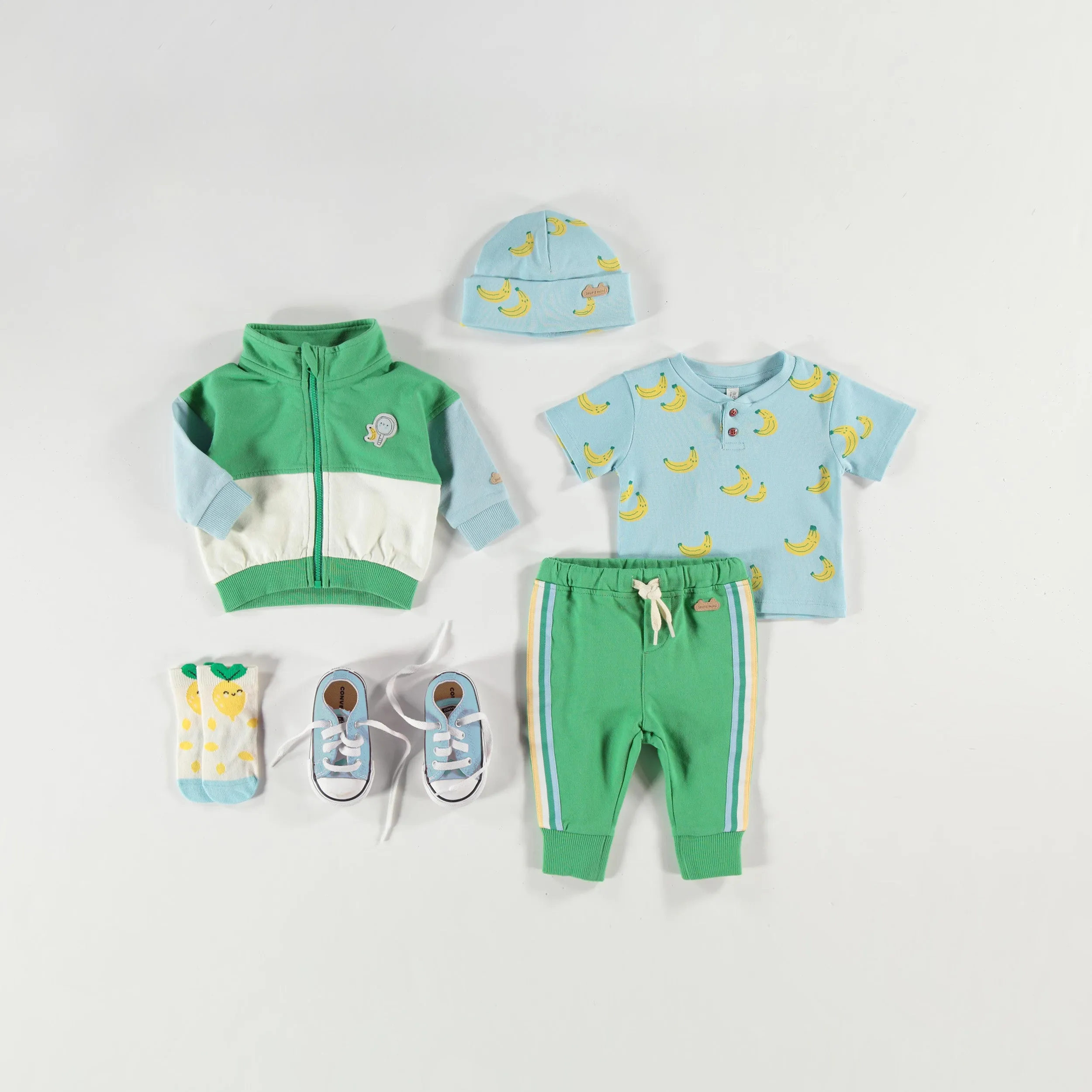 Pantalon vert en coton français, naissance || Green pants in French terry, newborn