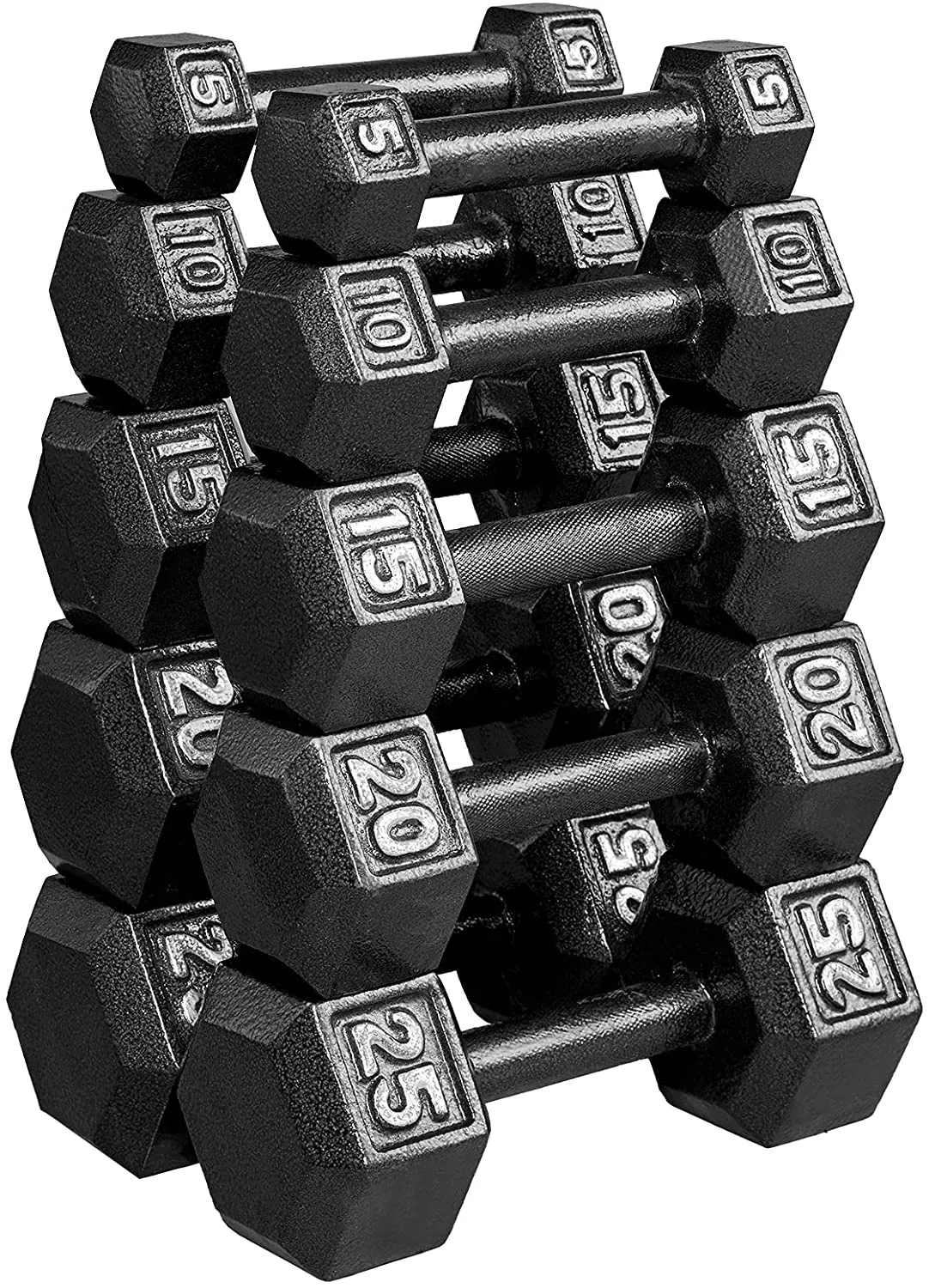 papababe Cast Iron Dumbbells, Free Weights Hex Dumbbells with Hammer Coating, Multi-Select Weights Available, Solid