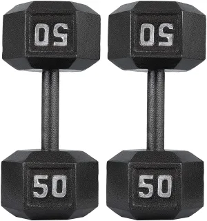 papababe Cast Iron Dumbbells, Free Weights Hex Dumbbells with Hammer Coating, Multi-Select Weights Available, Solid