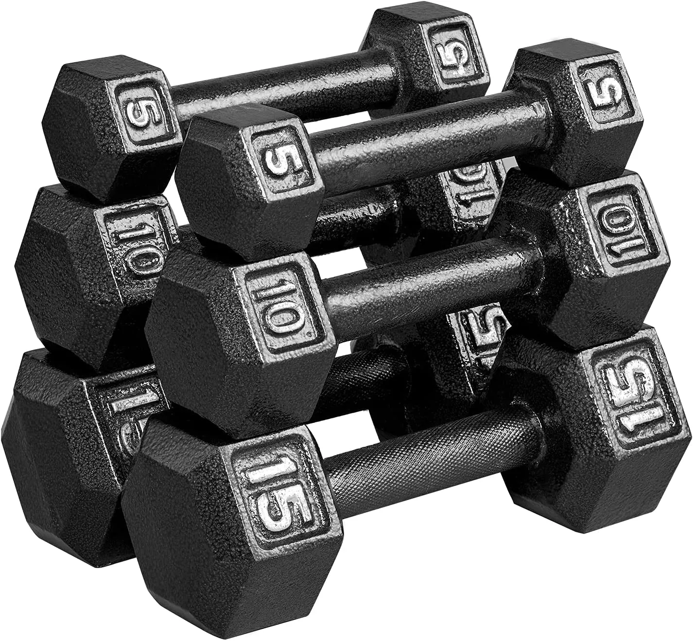 papababe Cast Iron Dumbbells, Free Weights Hex Dumbbells with Hammer Coating, Multi-Select Weights Available, Solid