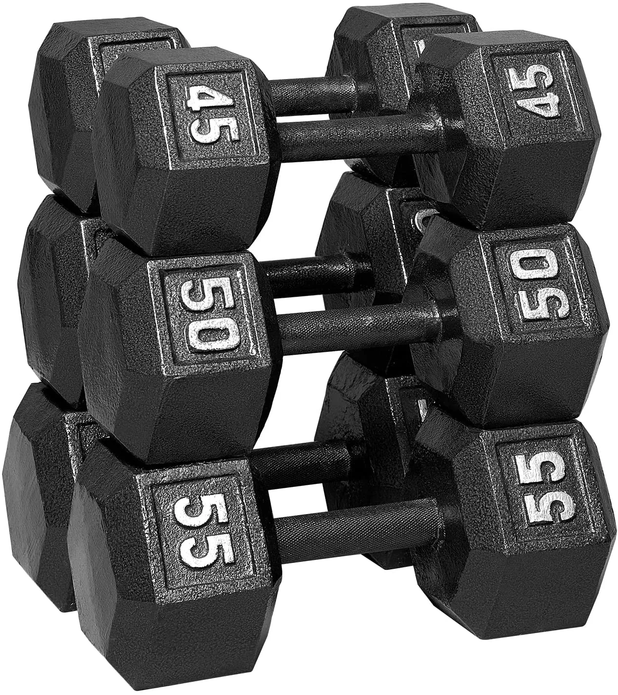 papababe Cast Iron Dumbbells, Free Weights Hex Dumbbells with Hammer Coating, Multi-Select Weights Available, Solid
