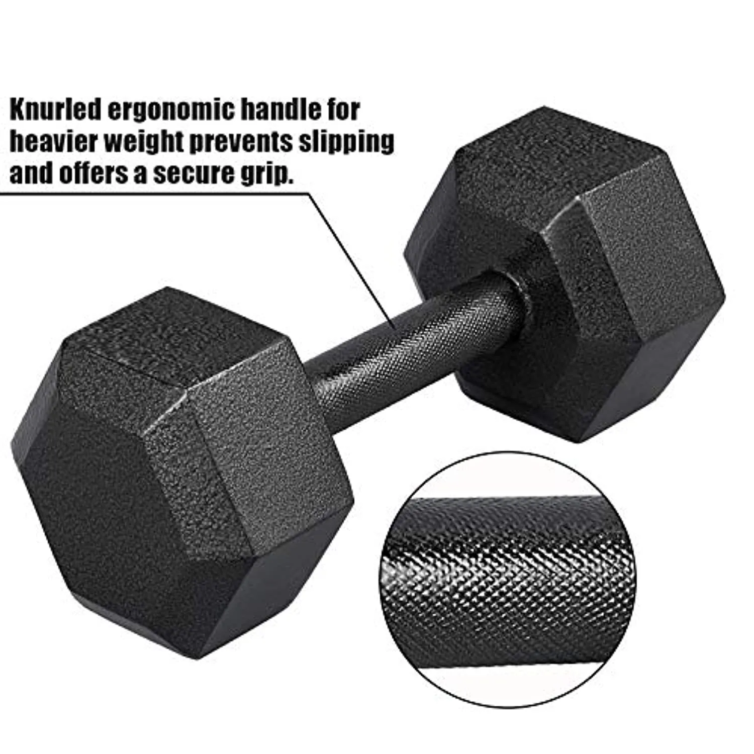 papababe Cast Iron Dumbbells, Free Weights Hex Dumbbells with Hammer Coating, Multi-Select Weights Available, Solid