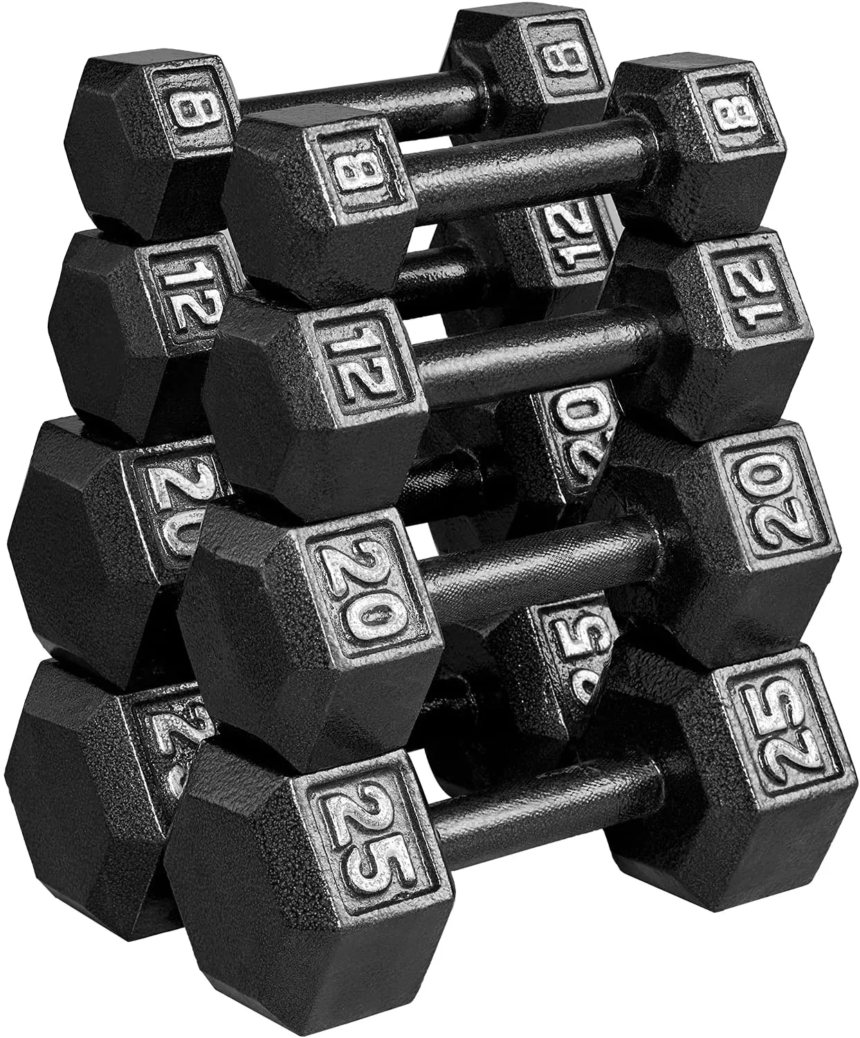 papababe Cast Iron Dumbbells, Free Weights Hex Dumbbells with Hammer Coating, Multi-Select Weights Available, Solid