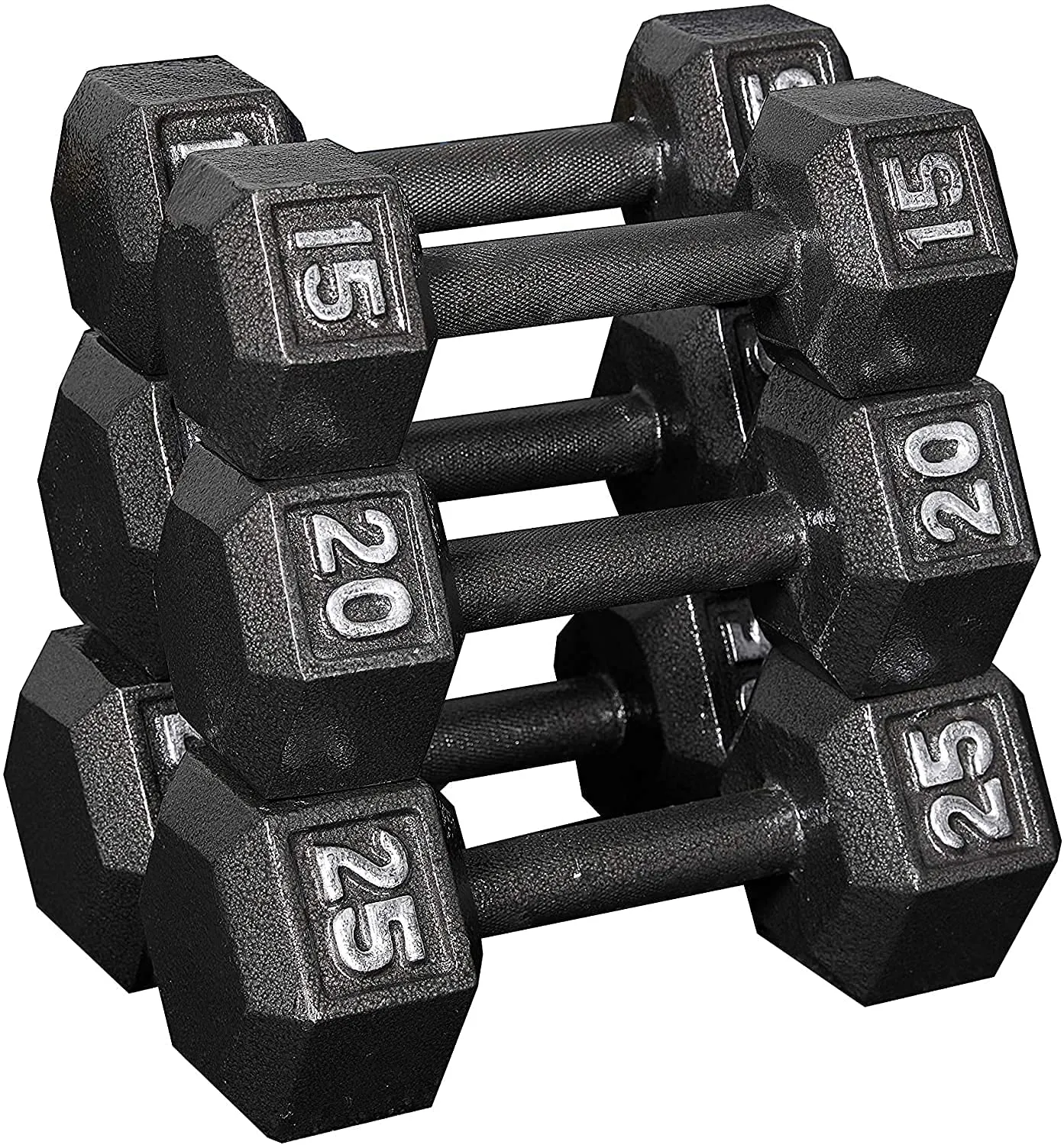 papababe Cast Iron Dumbbells, Free Weights Hex Dumbbells with Hammer Coating, Multi-Select Weights Available, Solid