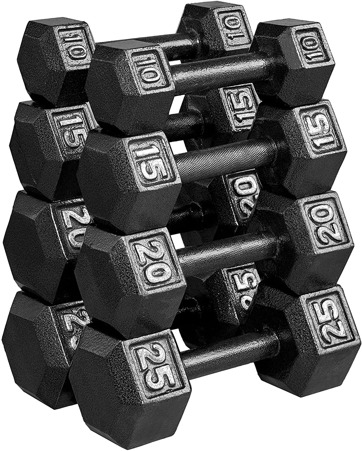 papababe Cast Iron Dumbbells, Free Weights Hex Dumbbells with Hammer Coating, Multi-Select Weights Available, Solid