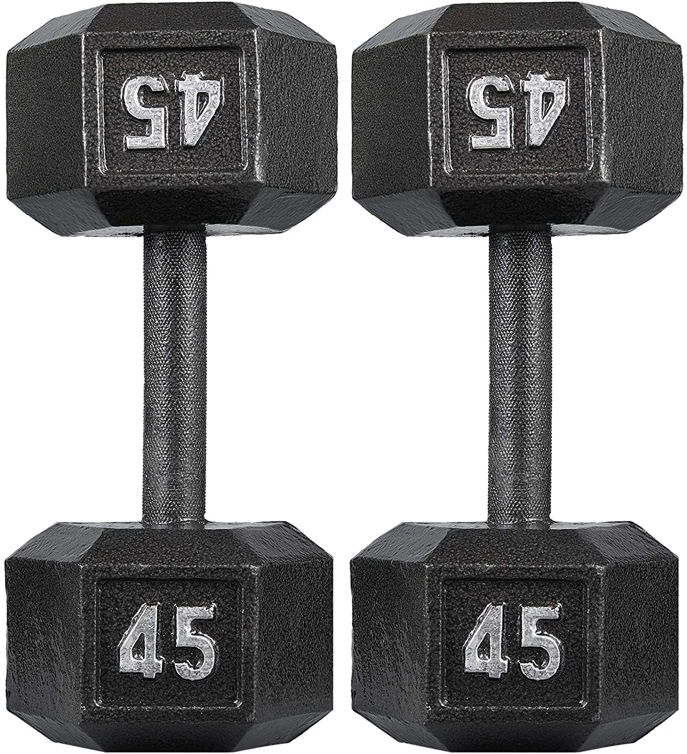 papababe Cast Iron Dumbbells, Free Weights Hex Dumbbells with Hammer Coating, Multi-Select Weights Available, Solid