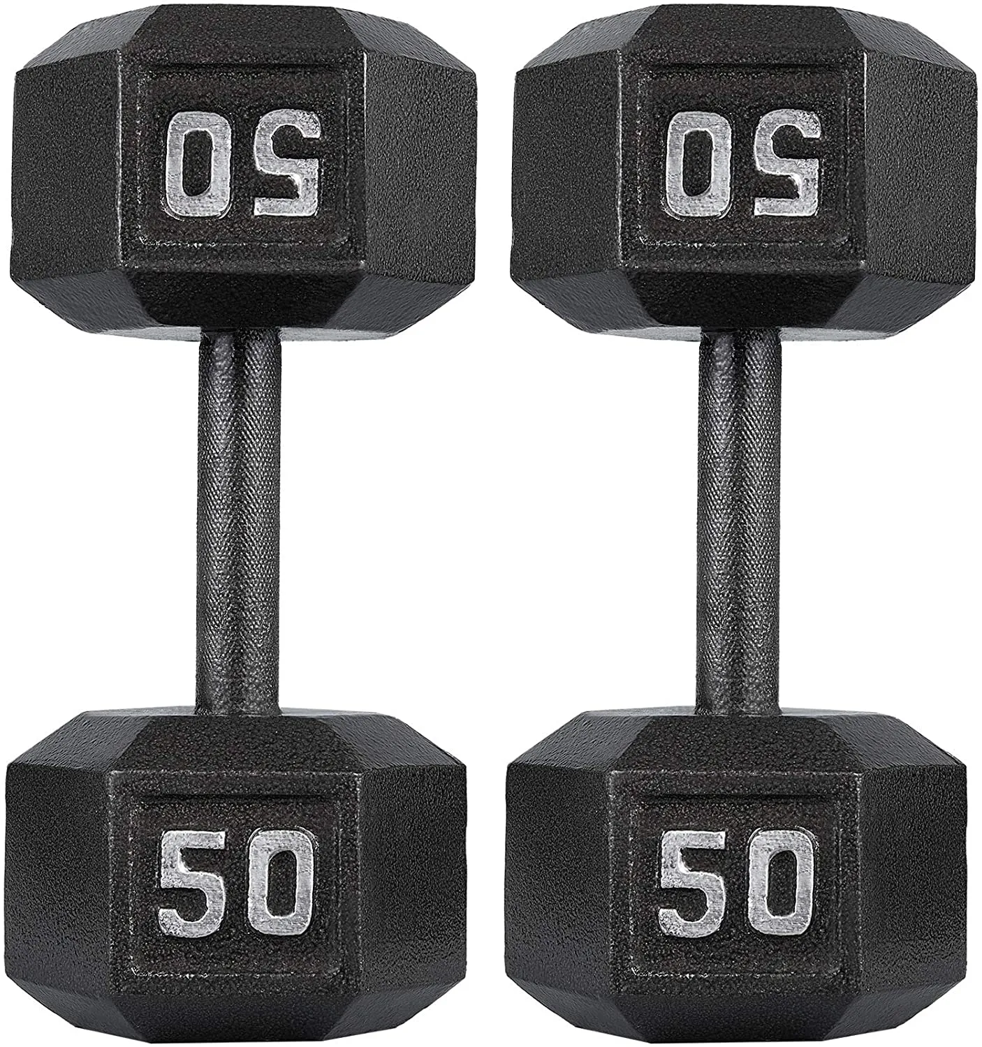 papababe Cast Iron Dumbbells, Free Weights Hex Dumbbells with Hammer Coating, Multi-Select Weights Available, Solid