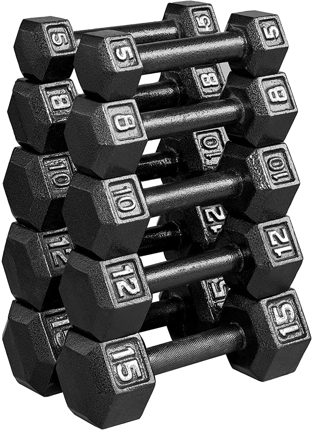 papababe Cast Iron Dumbbells, Free Weights Hex Dumbbells with Hammer Coating, Multi-Select Weights Available, Solid