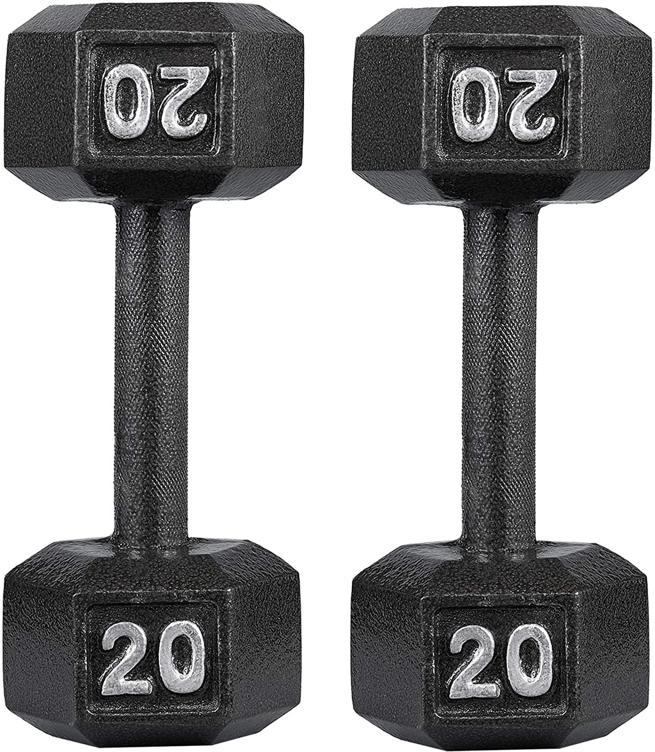 papababe Cast Iron Dumbbells, Free Weights Hex Dumbbells with Hammer Coating, Multi-Select Weights Available, Solid