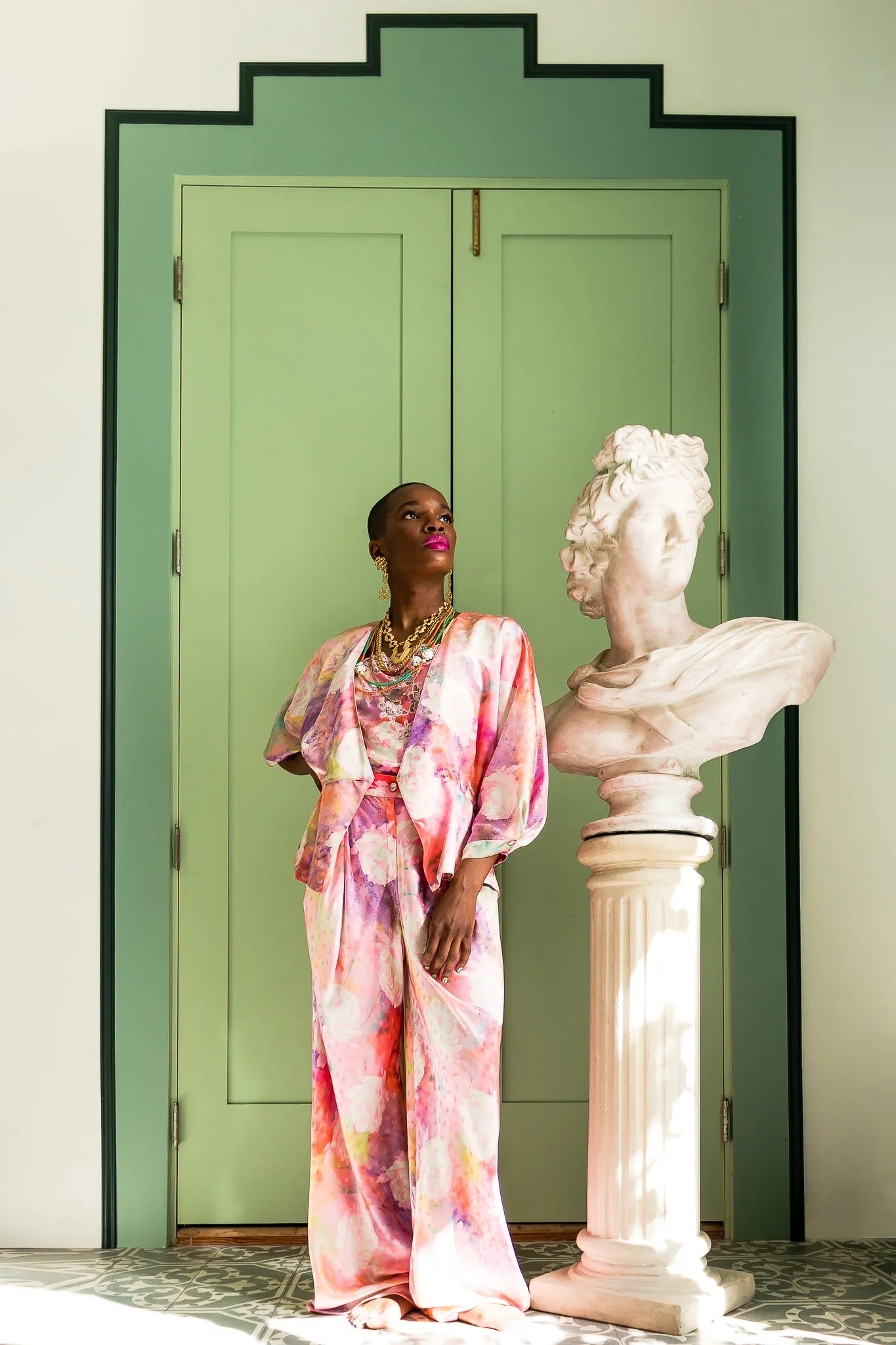 Parallèle Floral Silk Three-Piece Leisure Set