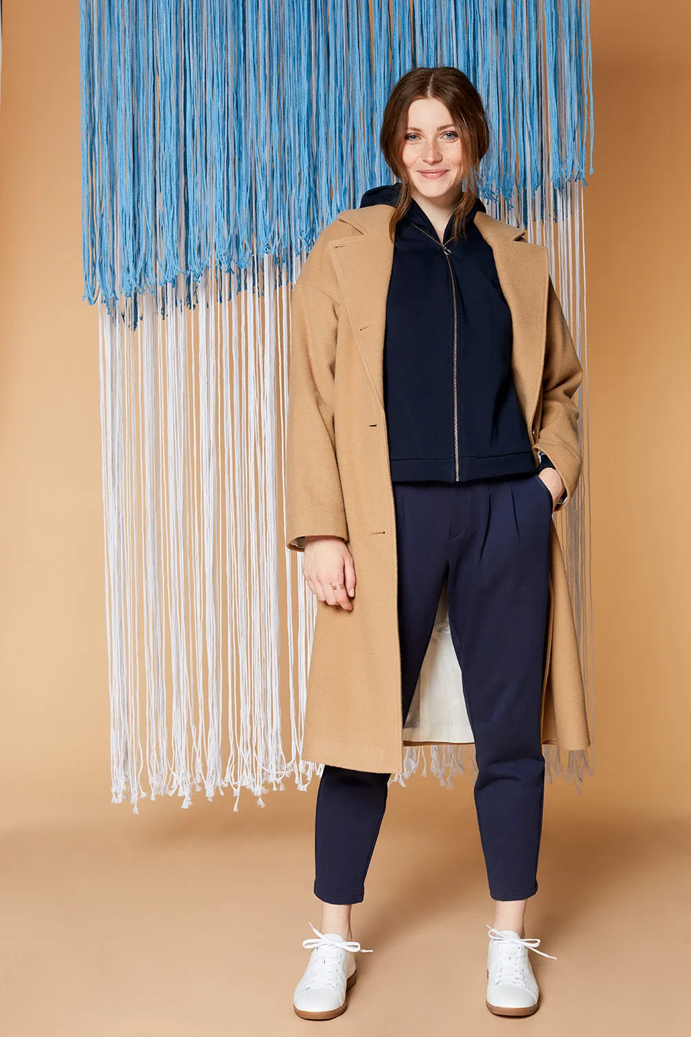 PIERA - Pantalon slouchy marine 7/8ème en maille