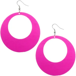 Pink Gigantic Wooden Round Hoop Earrings