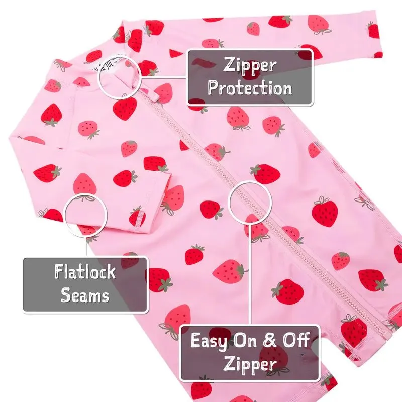Pink Strawberry |  1-pc Girls' UV Suimsuit