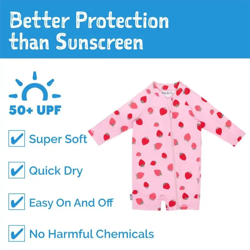 Pink Strawberry |  1-pc Girls' UV Suimsuit