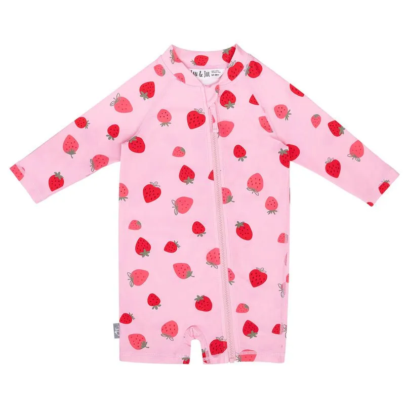 Pink Strawberry |  1-pc Girls' UV Suimsuit