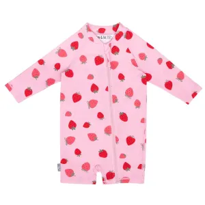 Pink Strawberry |  1-pc Girls' UV Suimsuit