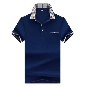 Plaid Printed Collar Casual Golf Shirt