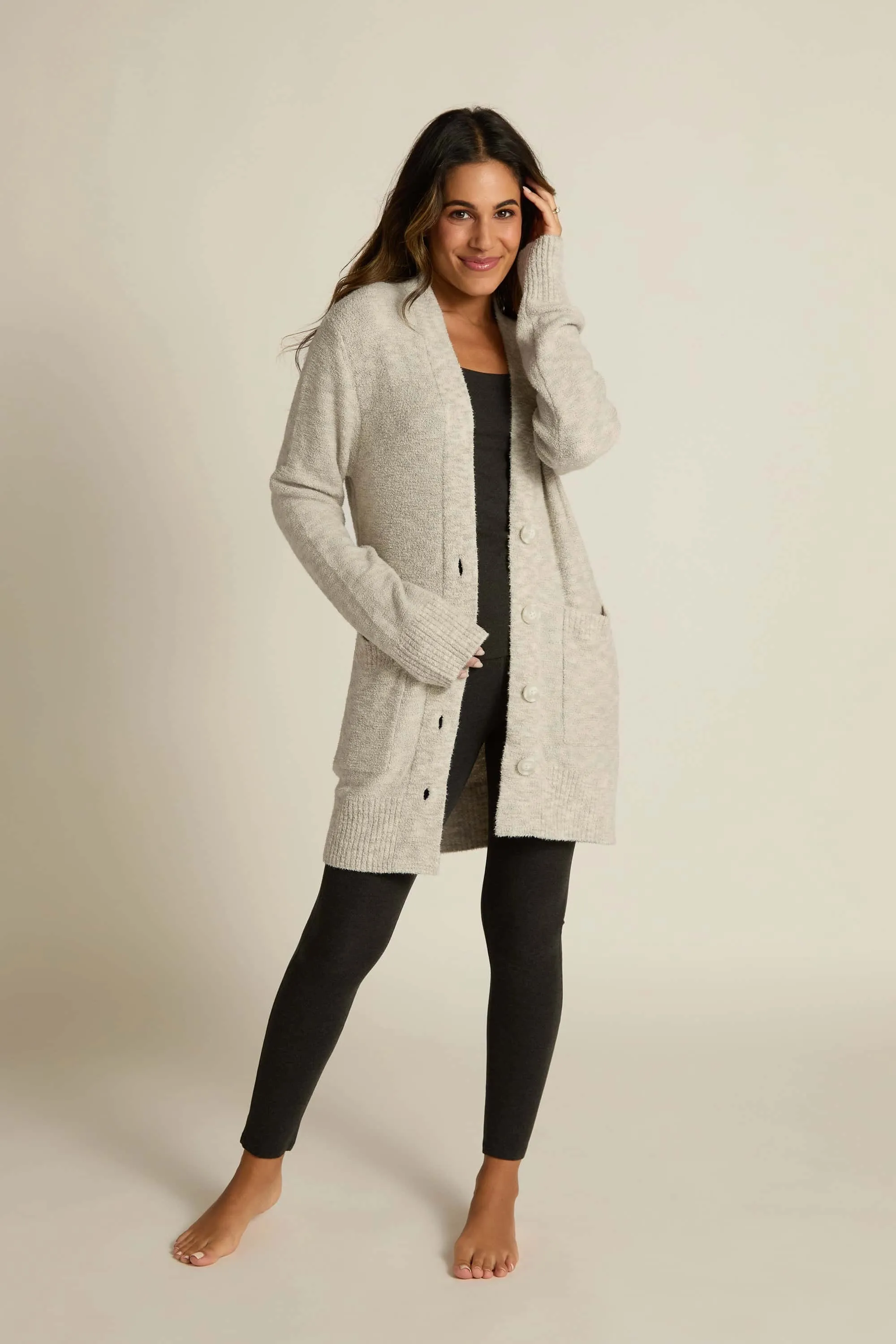 Plush Button-Up Cardigan