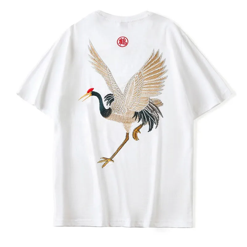 "CRANE" T-shirt Noir Oversize Brodé - URB1™