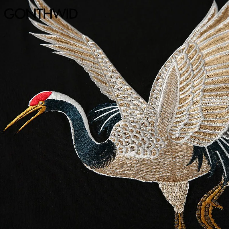"CRANE" T-shirt Noir Oversize Brodé - URB1™