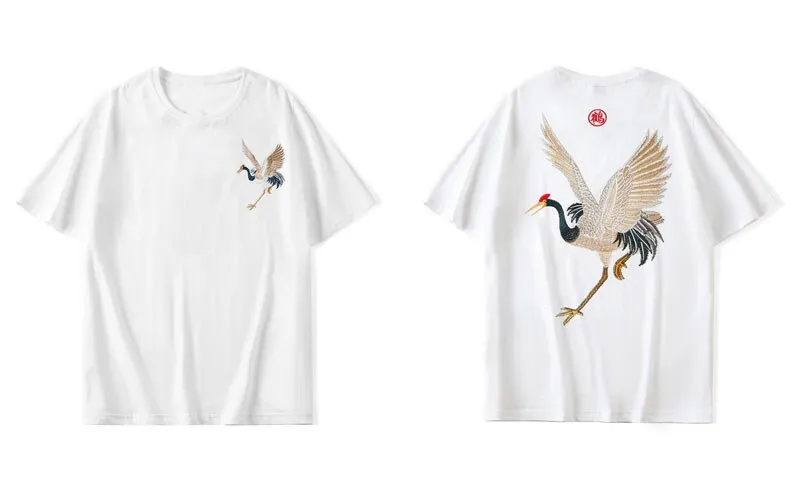 "CRANE" T-shirt Noir Oversize Brodé - URB1™