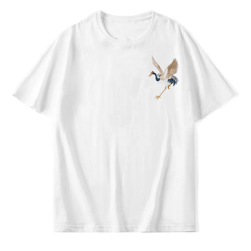 "CRANE" T-shirt Noir Oversize Brodé - URB1™