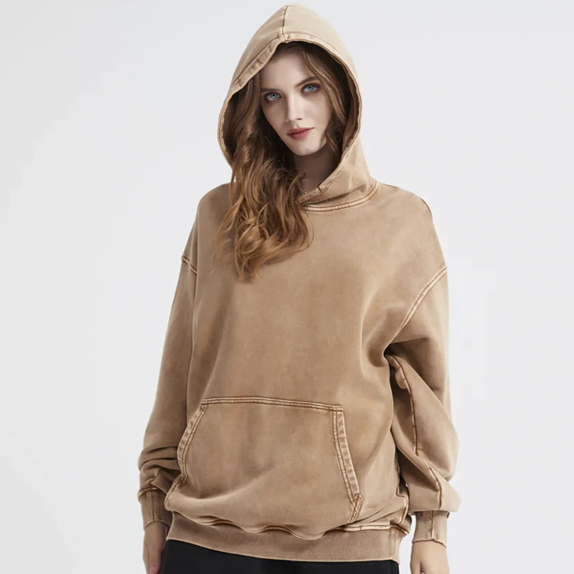 "DLVD" Sweat-shirt Hoodie à capuche Délavé Gris Clair - URB1™