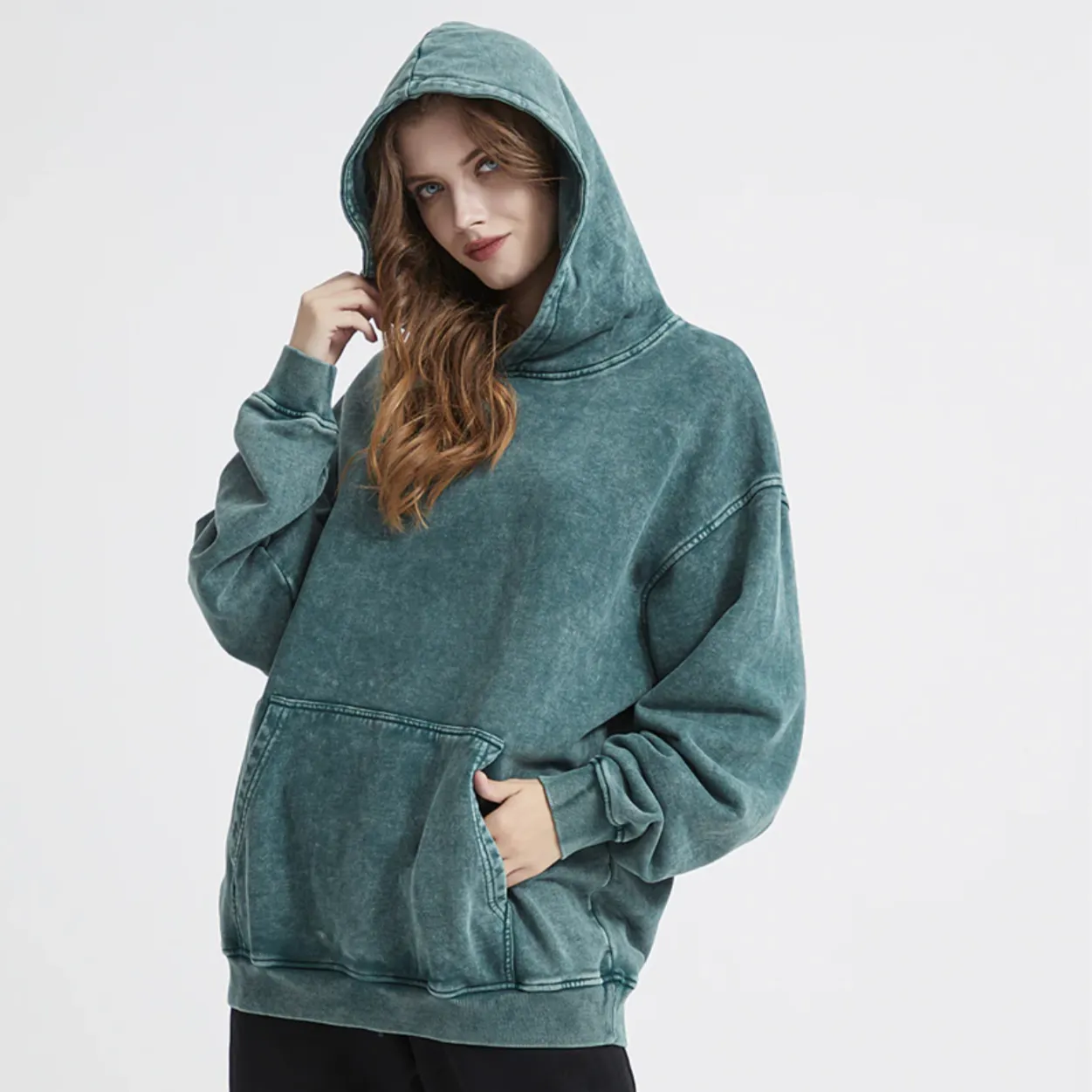"DLVD" Sweat-shirt Hoodie à capuche Délavé Gris Clair - URB1™