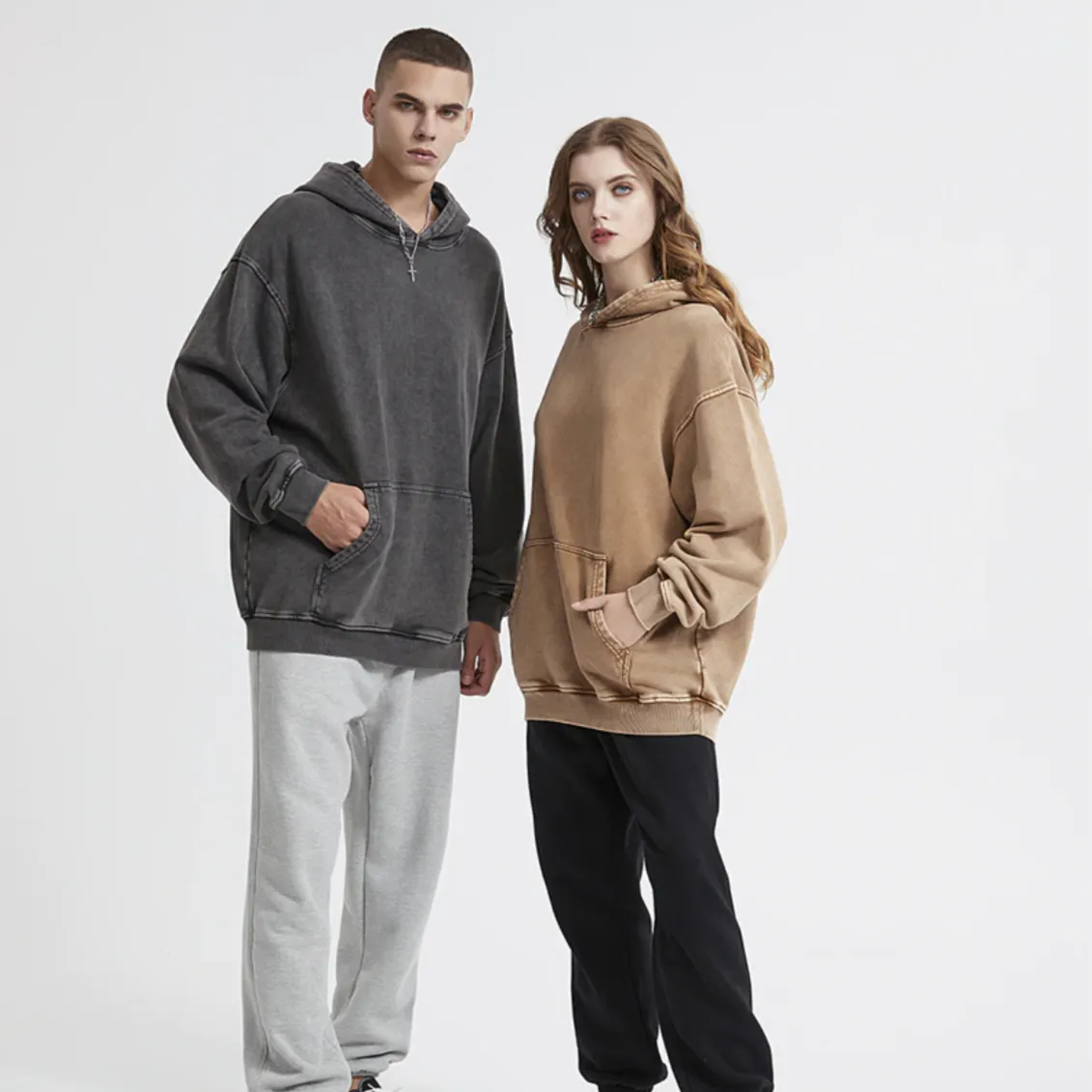 "DLVD" Sweat-shirt Hoodie à capuche Délavé Gris Clair - URB1™