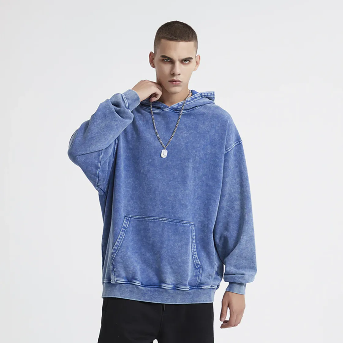 "DLVD" Sweat-shirt Hoodie à capuche Délavé Gris Clair - URB1™