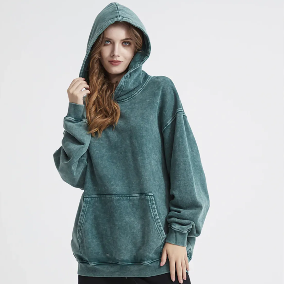 "DLVD" Sweat-shirt Hoodie à capuche Délavé Gris Clair - URB1™
