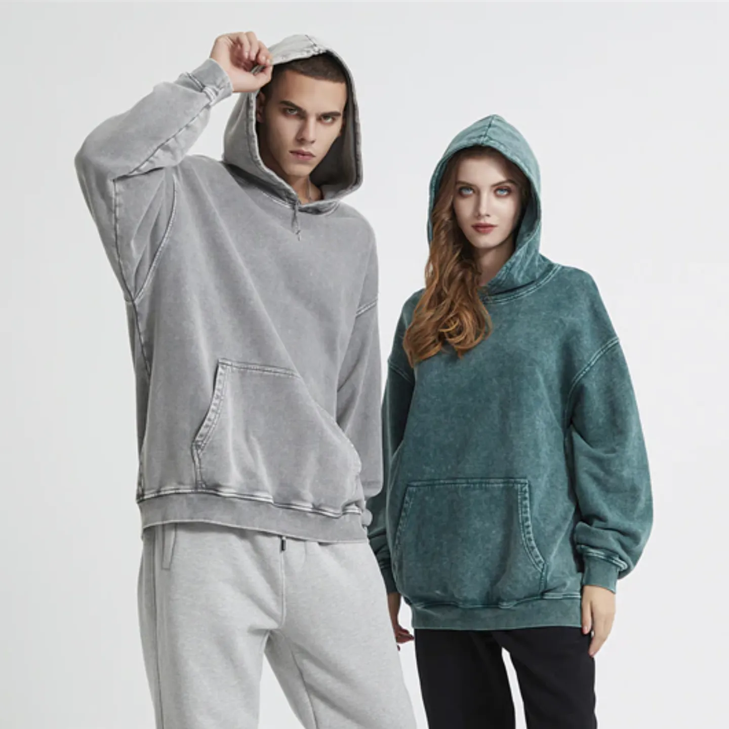 "DLVD" Sweat-shirt Hoodie à capuche Délavé Gris Clair - URB1™