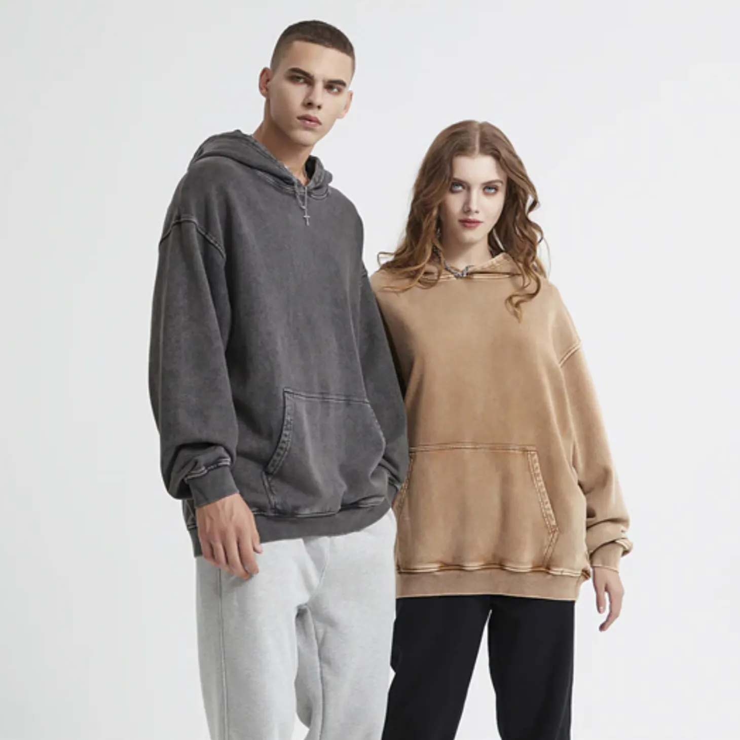 "DLVD" Sweat-shirt Hoodie à capuche Délavé Gris Clair - URB1™