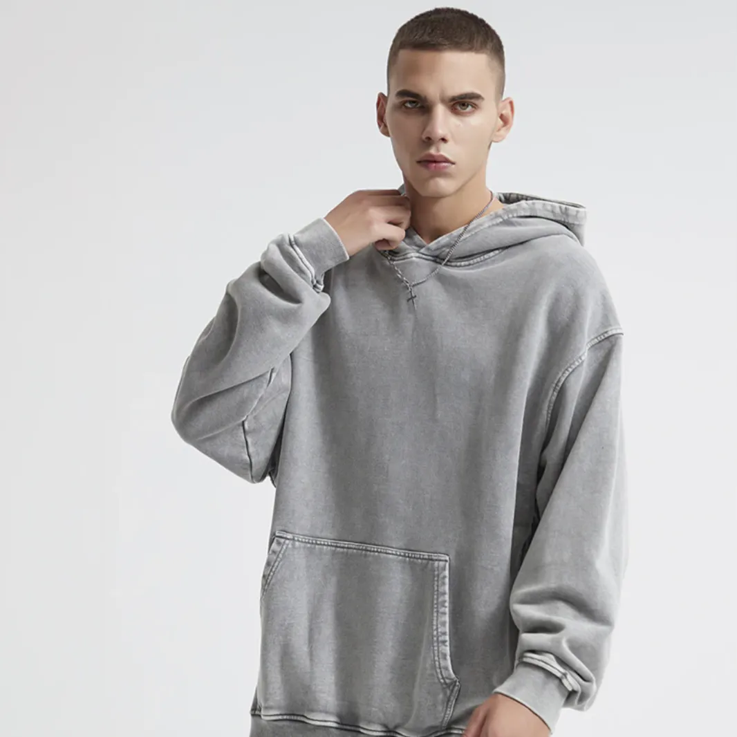 "DLVD" Sweat-shirt Hoodie à capuche Délavé Gris Clair - URB1™