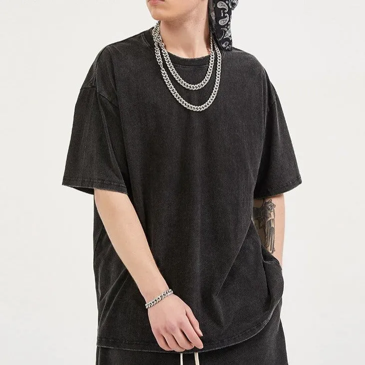 "DLVD" T-shirt Oversize Rétro Délavé Gris Foncé - URB1™