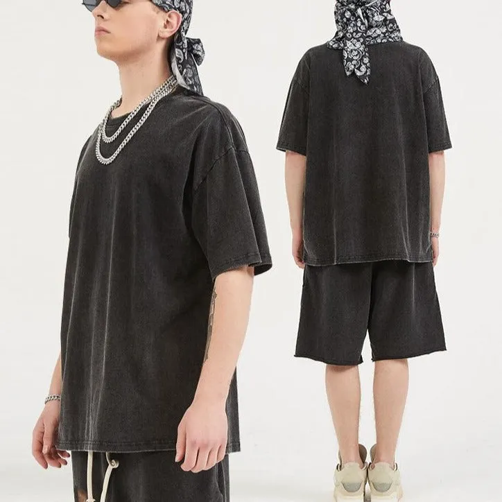 "DLVD" T-shirt Oversize Rétro Délavé Gris Foncé - URB1™