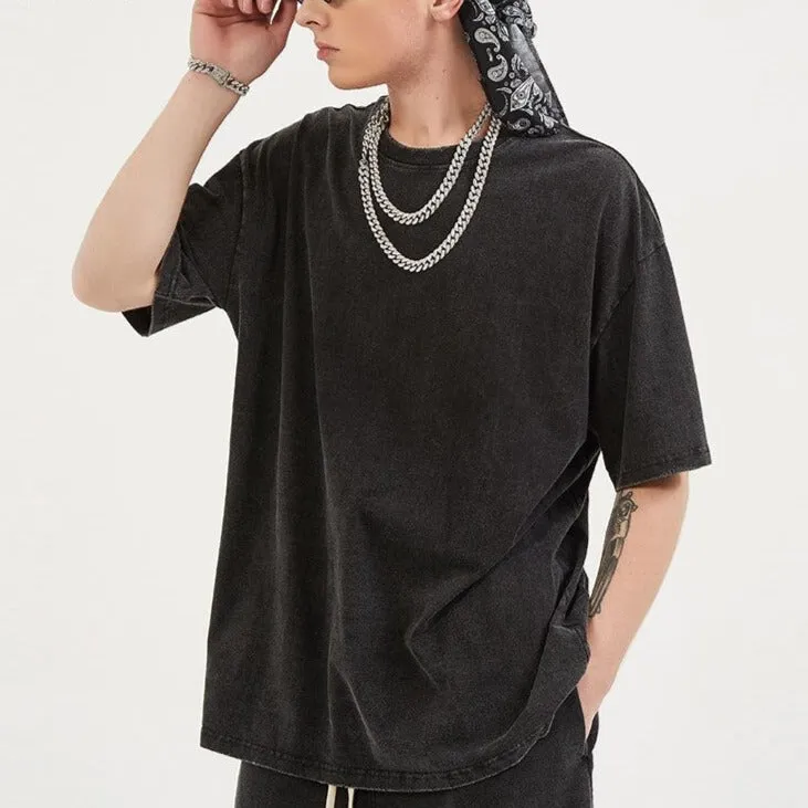 "DLVD" T-shirt Oversize Rétro Délavé Gris Foncé - URB1™