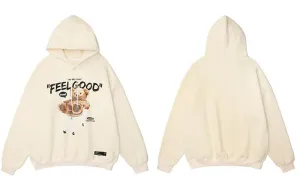 "FEELGOOD" Sweat-shirt Noir hoodie à capuche imprimé - URB1™