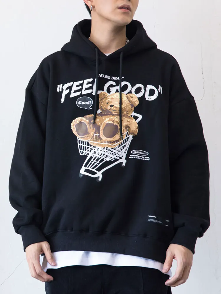 "FEELGOOD" Sweat-shirt Noir hoodie à capuche imprimé - URB1™
