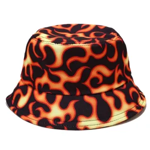 "FLAMMES" Chapeau Bob Rouge Orange Imprimé - URB1™
