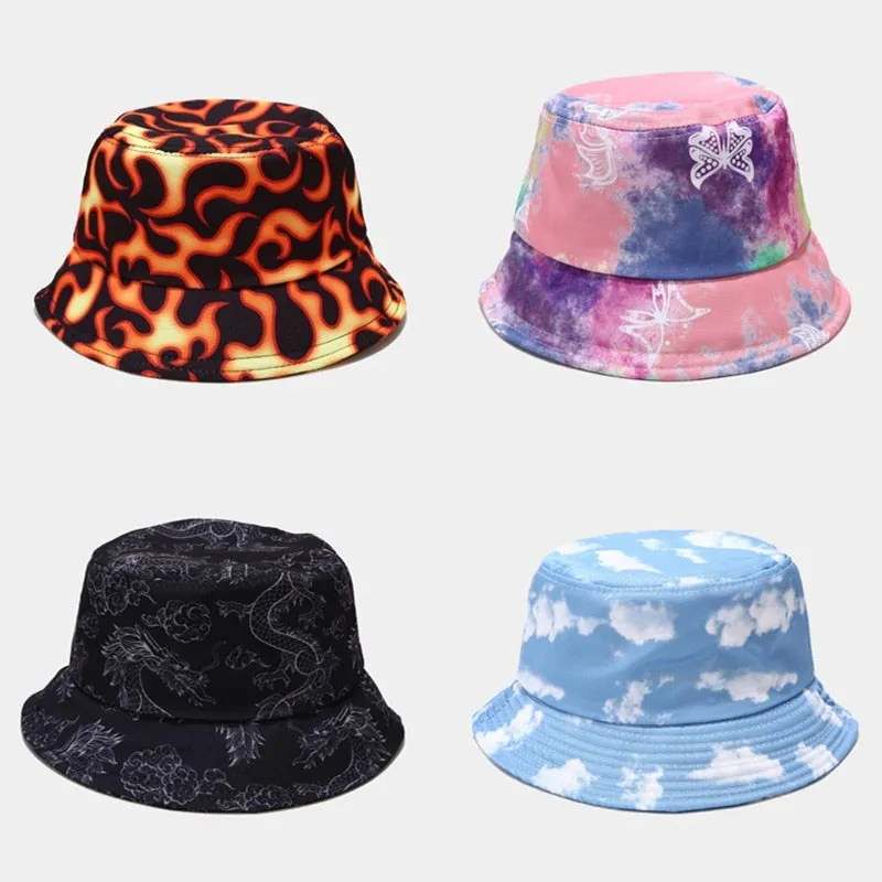 "FLAMMES" Chapeau Bob Rouge Orange Imprimé - URB1™