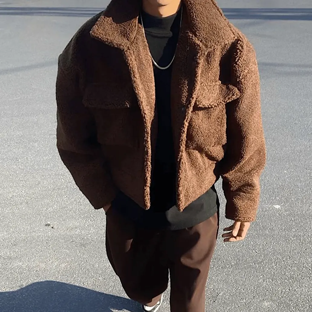 "JCKD" Manteau Veste Imitation Mouton Marron - URB1™