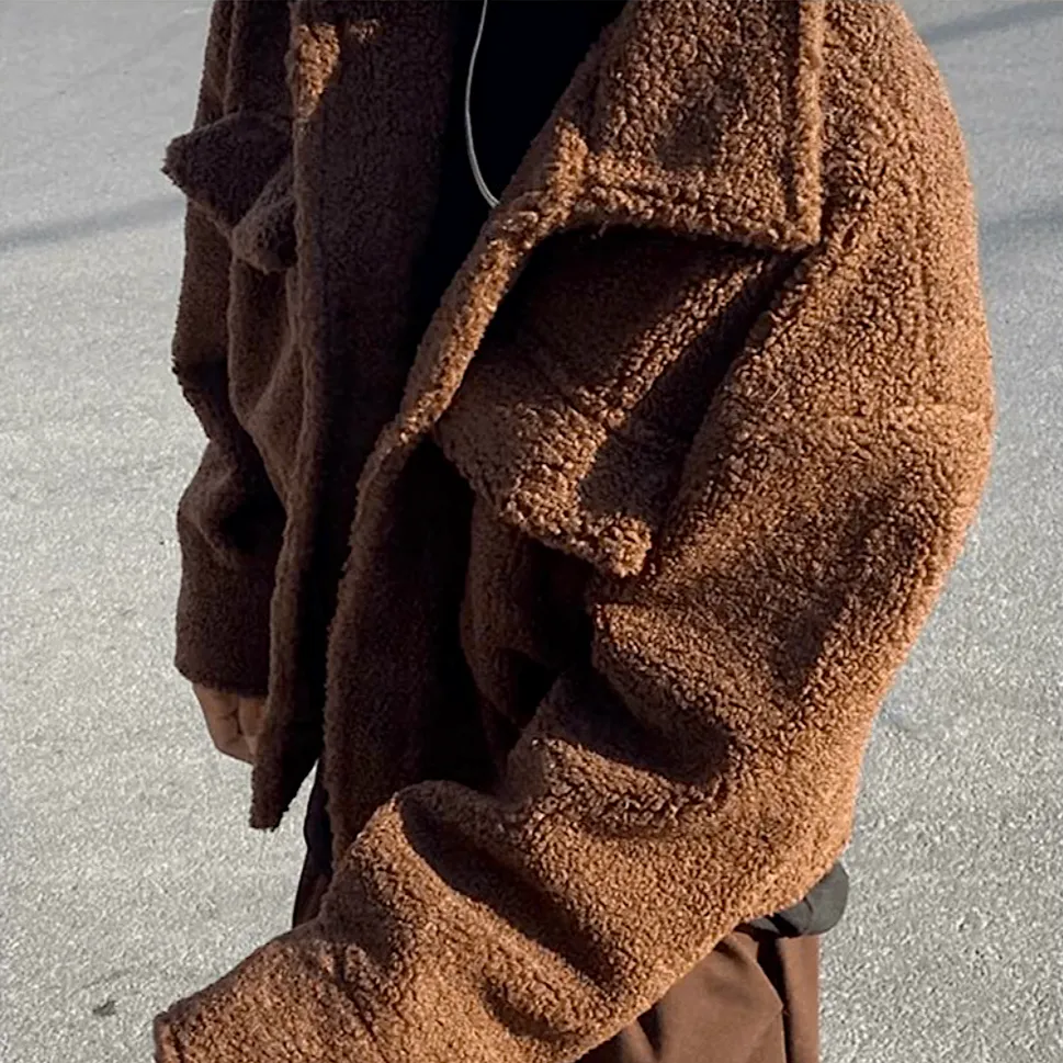 "JCKD" Manteau Veste Imitation Mouton Marron - URB1™