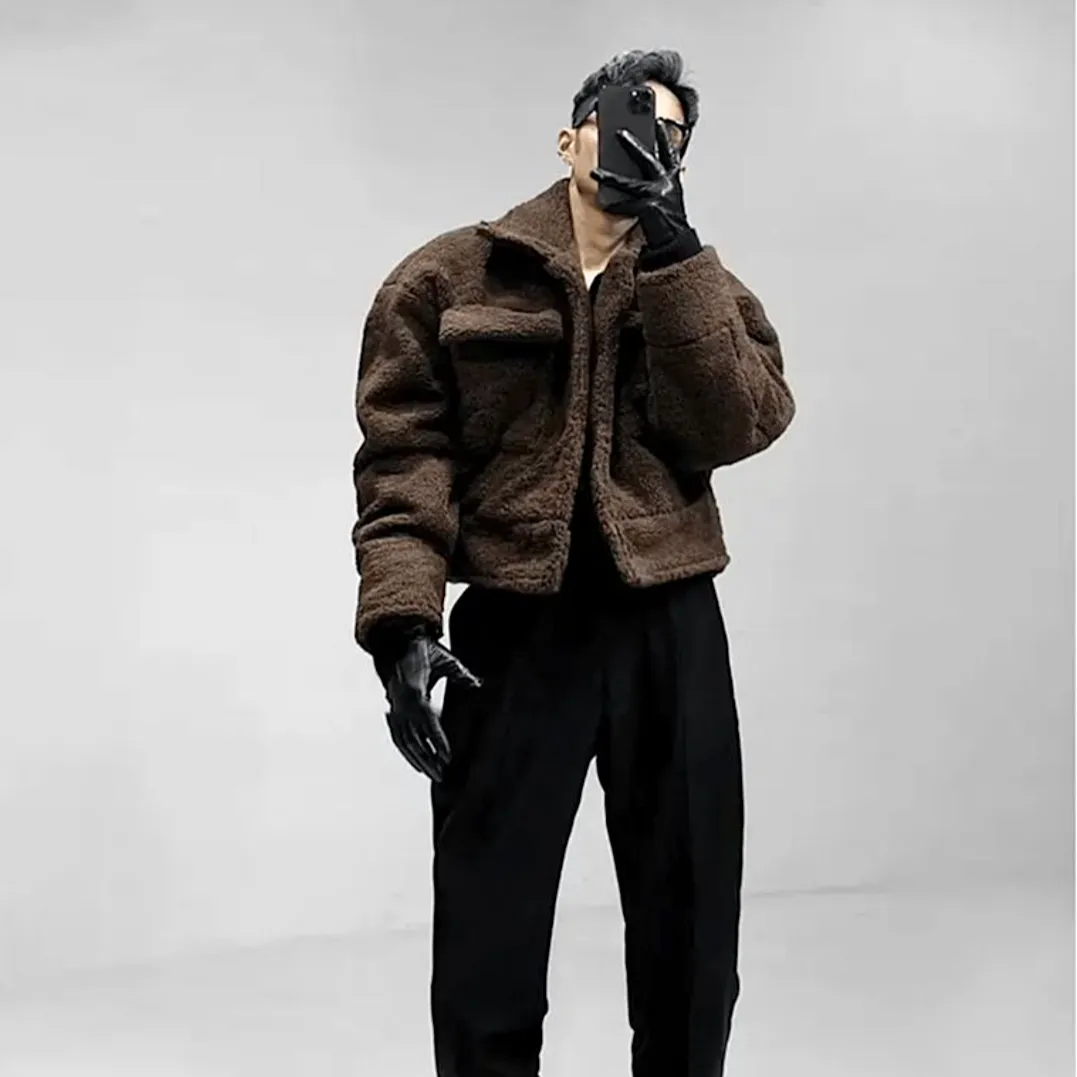 "JCKD" Manteau Veste Imitation Mouton Marron - URB1™