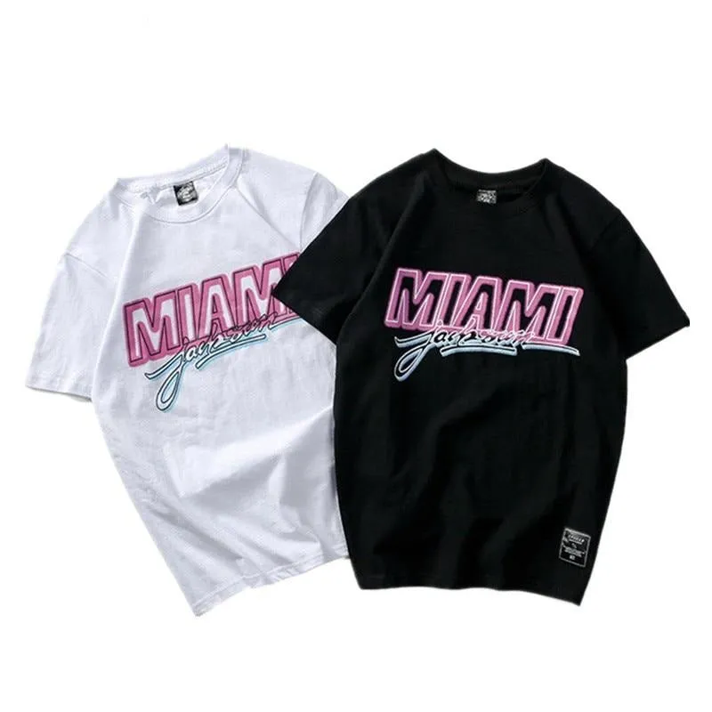 "MIAMI" T-shirt Blanc Oversize Streetwear - URB1™